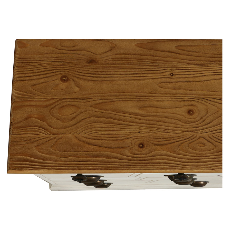 Meuble de mercerie 22 tiroirs en bois blanc vieilli avec plateau en épicéa massif - Natural