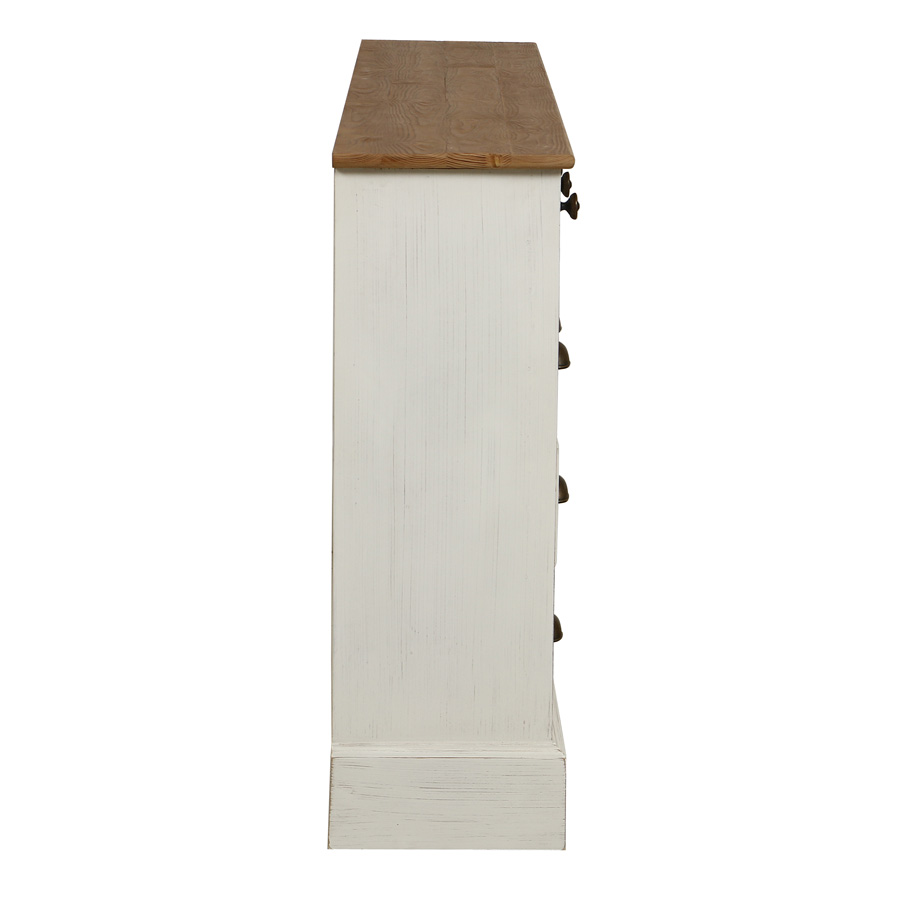 Meuble de mercerie 22 tiroirs en bois blanc vieilli avec plateau en épicéa massif - Natural
