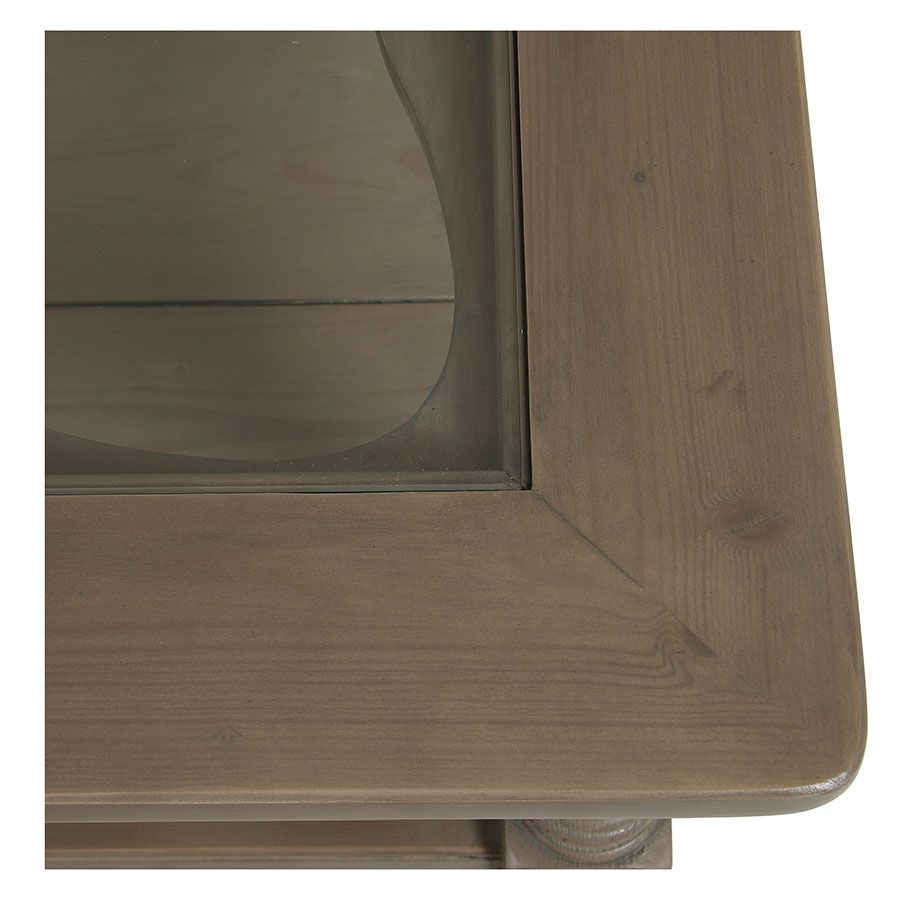 Table basse carrée en épicéa massif brun fumé grisé - Natural