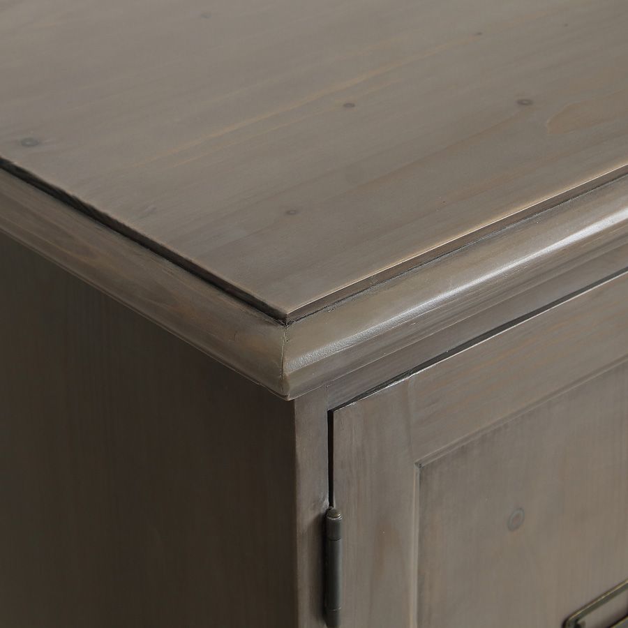 Soldes - Meuble de rangement en bois blanc vieilli avec corniches en épicéa  massif - Natural - Interior's