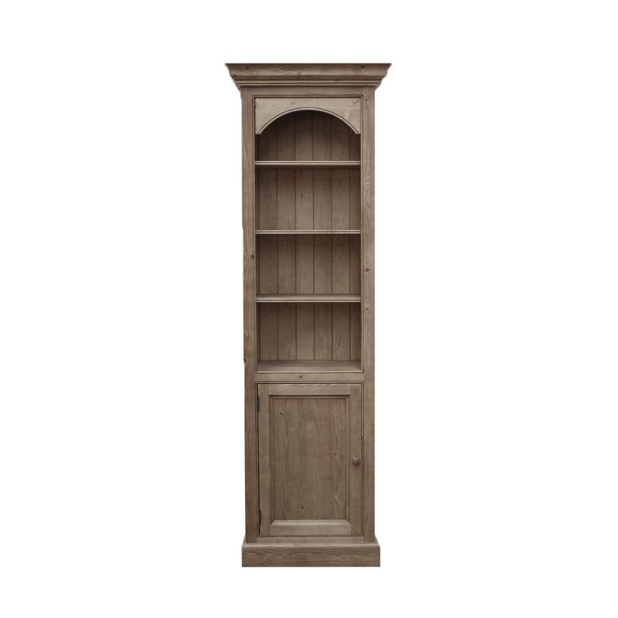 Bibliothèque modulable avec panel et porte basse pleine en épicéa brun fumé grisé - Natural