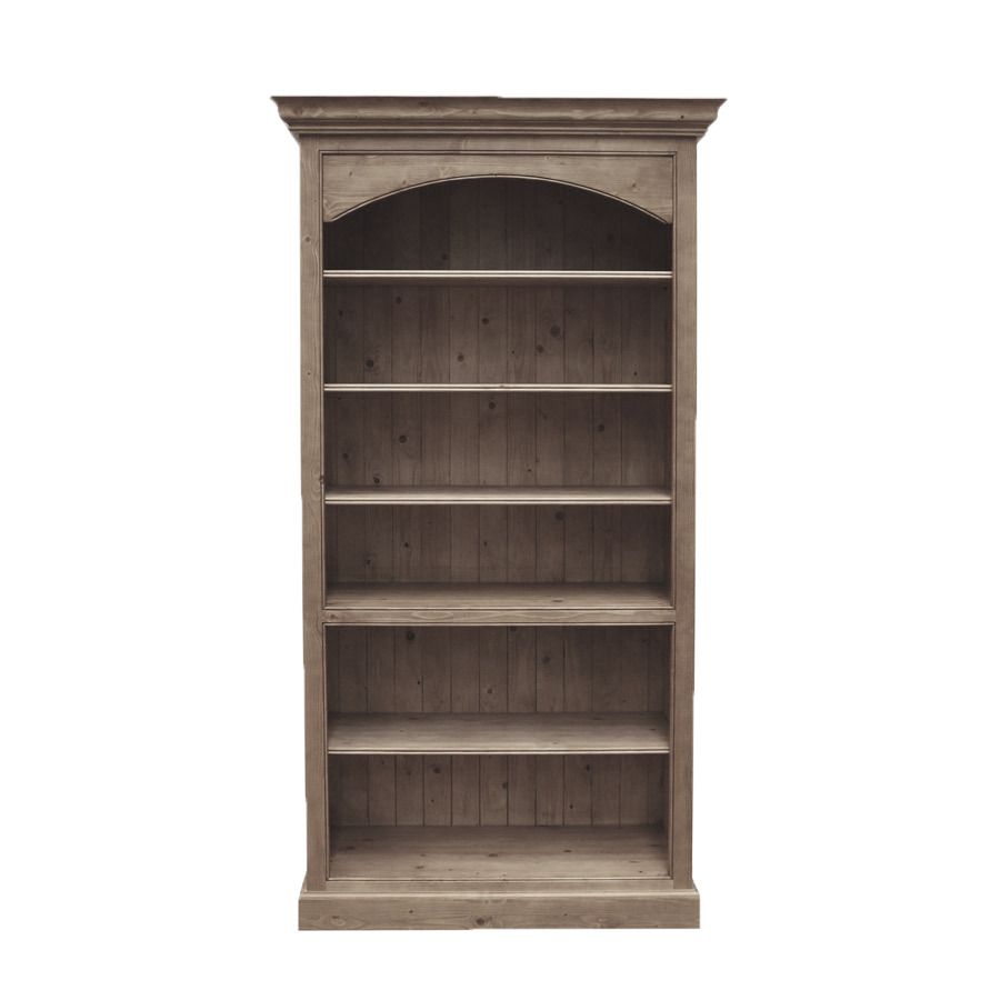 Bibliothèque ouverte avec panel en épicéa brun fumé grisé - Natural
