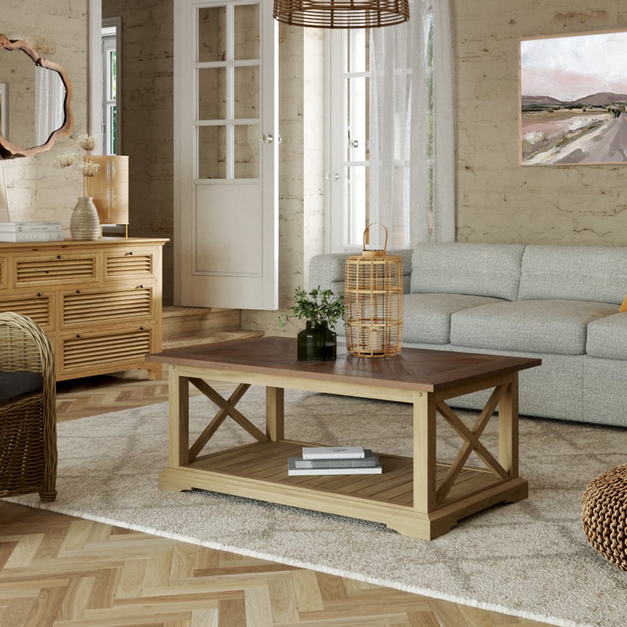 Soldes - Bureau avec tiroirs bicolore blanc et plateau en bois -  Vénitiennes - Interior's