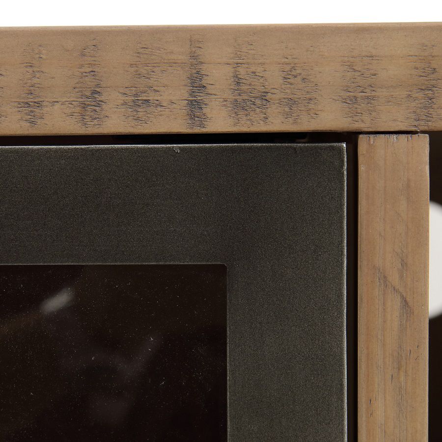 Meuble TV industriel en bois recyclé naturel gris 1 tiroir - Empreintes