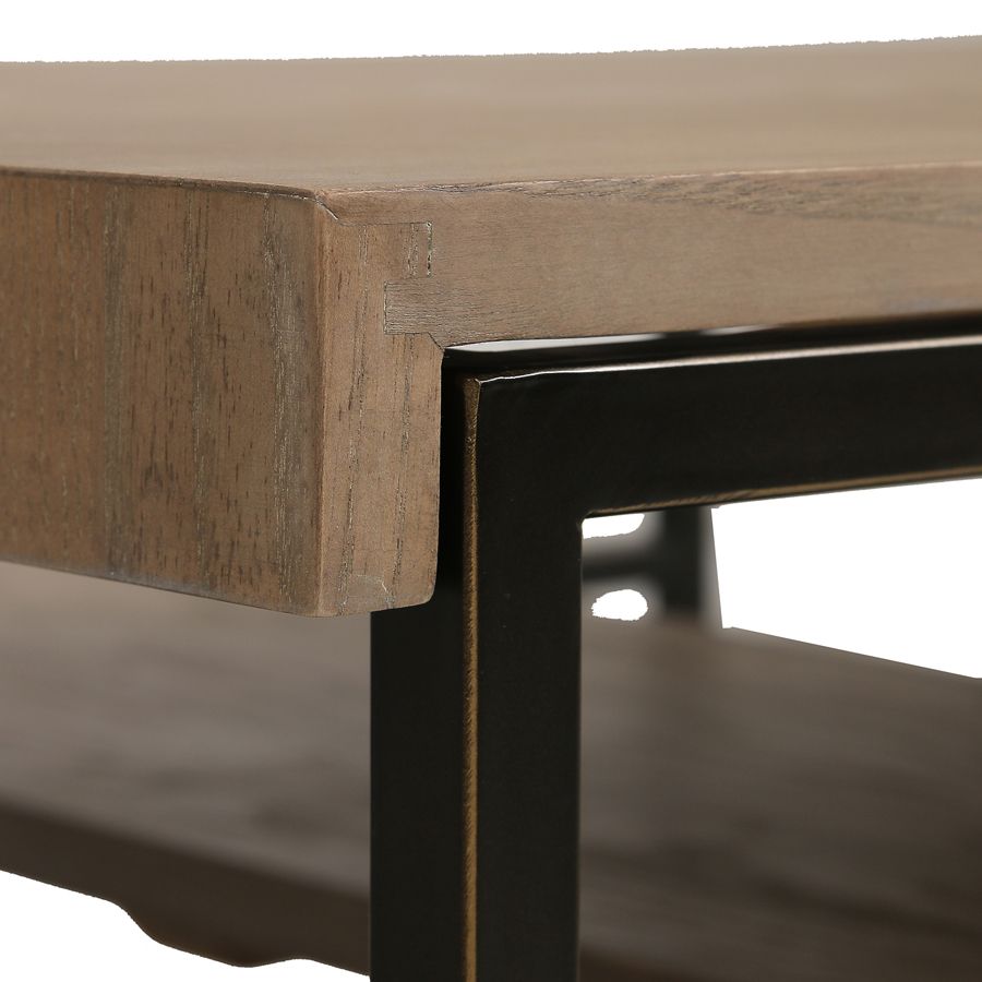 Table basse carrée contemporaine en frêne et métal - Demeure