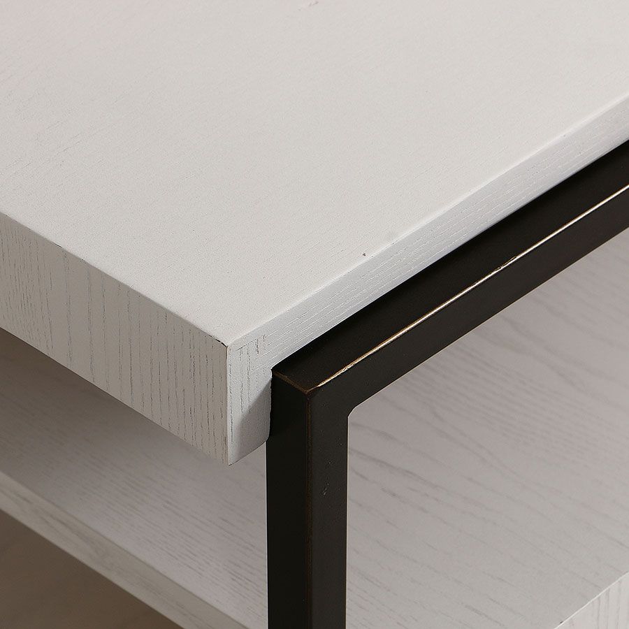 Table basse carrée contemporaine en frêne blanc et métal - Demeure