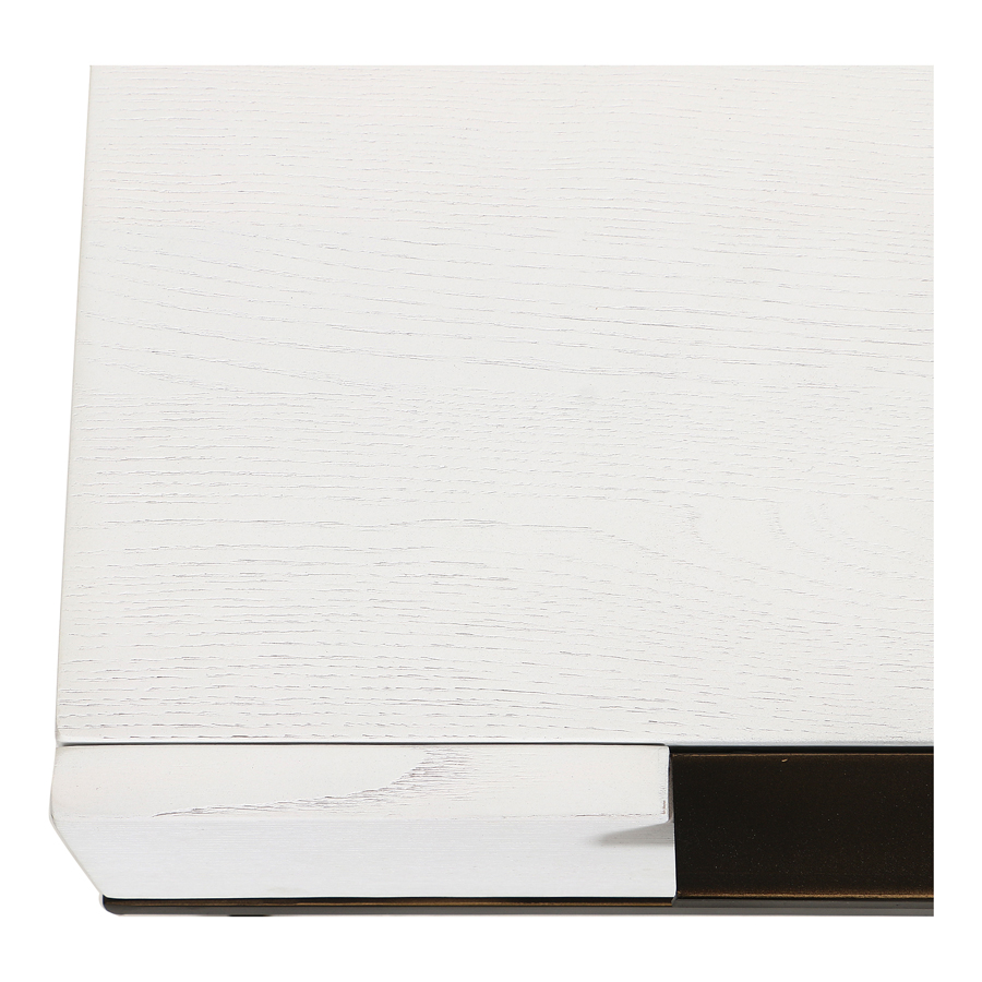 Table de chevet 1 tiroir en frêne massif blanc et métal - Demeure