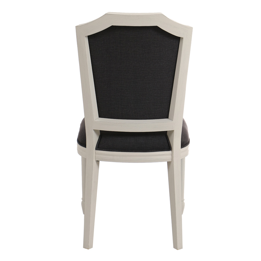 Chaise blanche en tissu anthracite toucher velours - Bruges