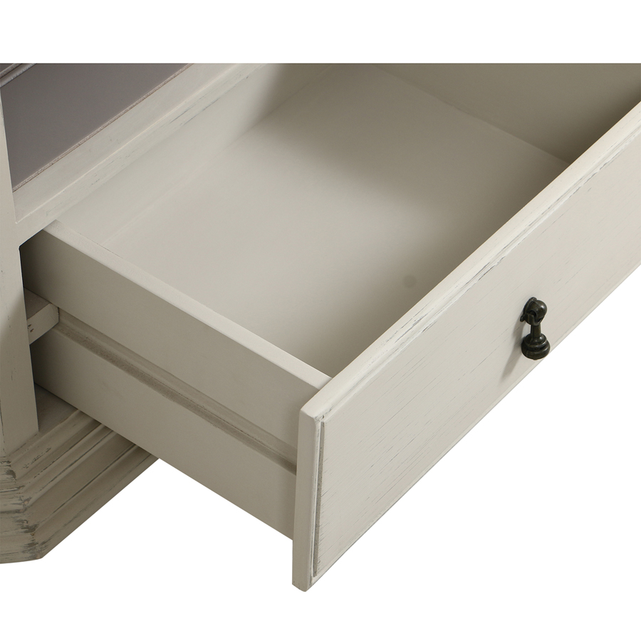 Table basse rectangulaire blanche en bois 2 tiroirs - Bruges