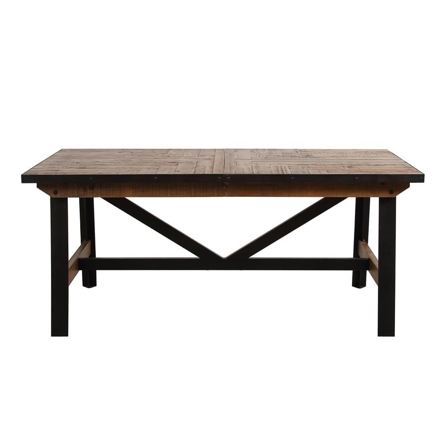 Table rectangulaire extensible industrielle en bois recyclé et métal - Manufacture
