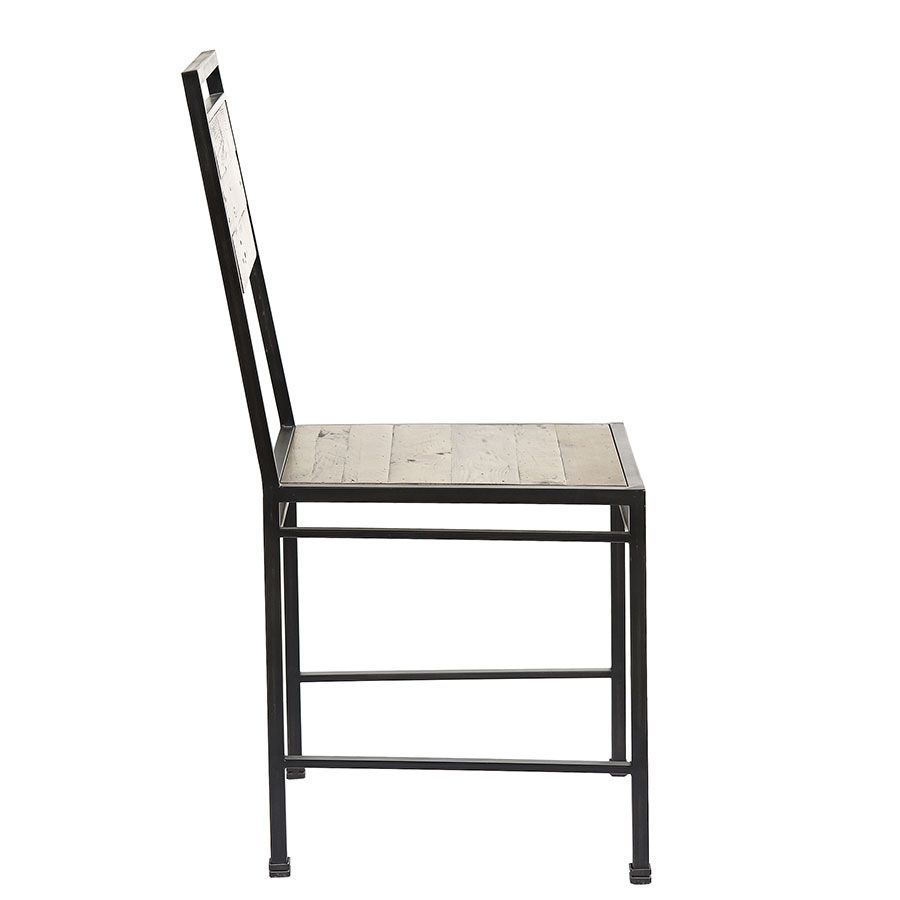 Chaise style industriel en métal et bois recyclé naturel grisé - Manufacture