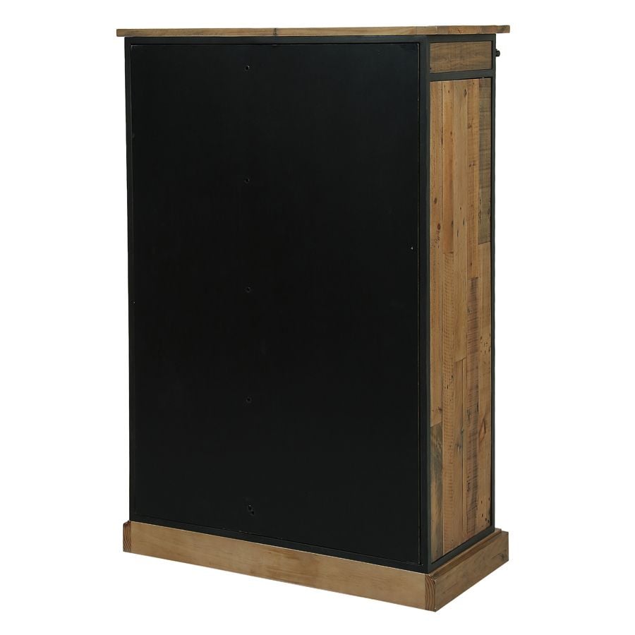 Commode 6 tiroirs avec porte vitrée en bois recyclé et métal - Manufacture