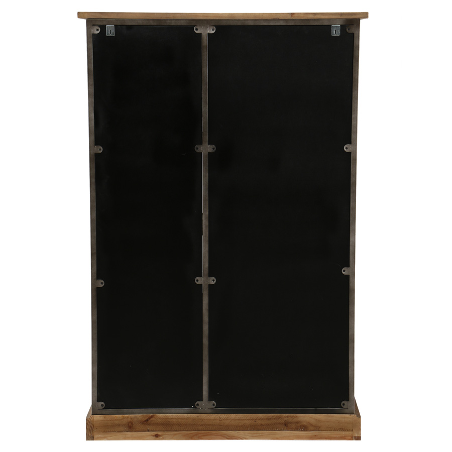 Commode 6 tiroirs avec porte vitrée en bois recyclé naturel grisé et métal - Manufacture