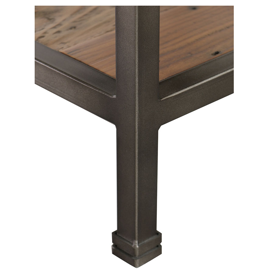 Table de chevet industrielle en bois naturel grisé recyclé et métal - Manufacture