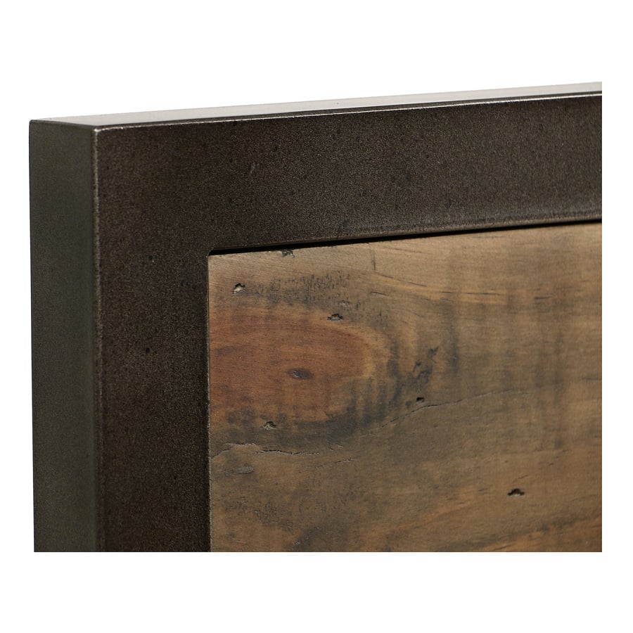 Lit 140x190 industriel en bois recyclé naturel grisé et métal - Manufacture