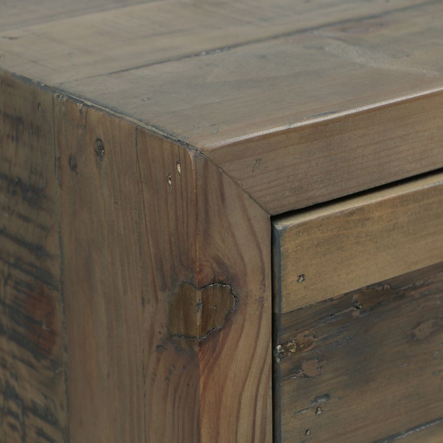 Commode 3 tiroirs en bois recyclé naturel grisé - Empreintes