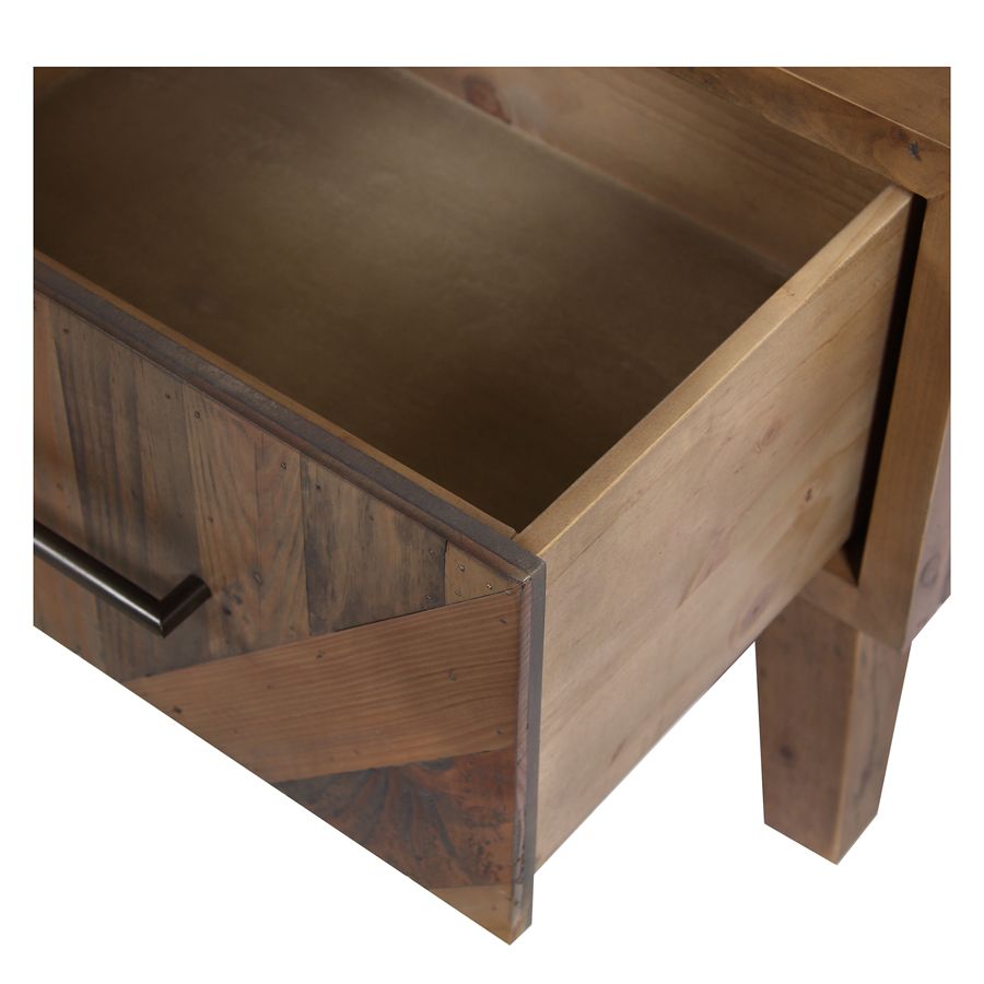 Table de chevet en bois recyclé naturel grisé - Empreintes