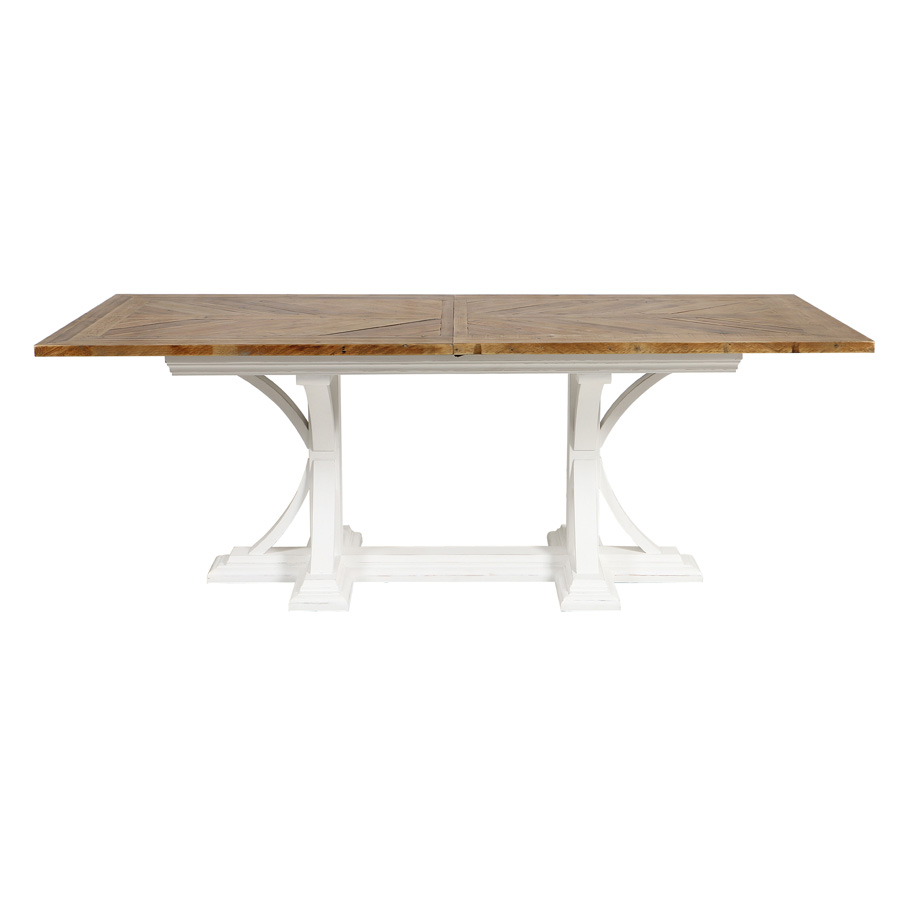 Table repas rectangulaire extensible en bois blanc vieilli - Vénitiennes