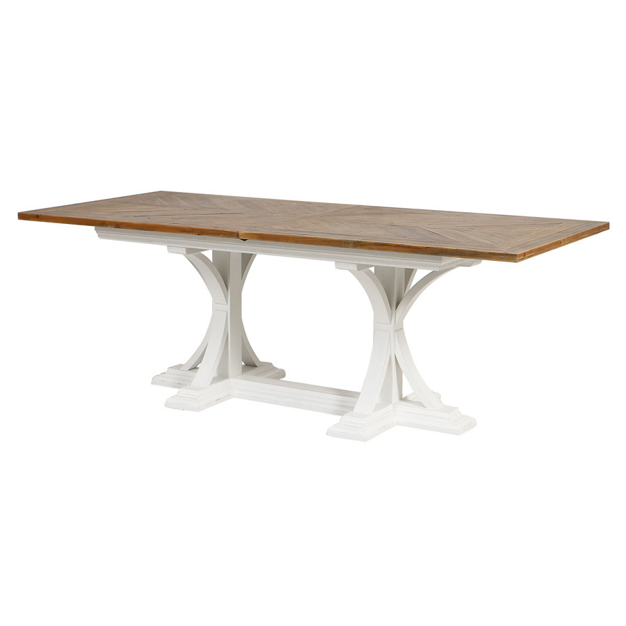 Table repas rectangulaire extensible en bois blanc vieilli - Vénitiennes