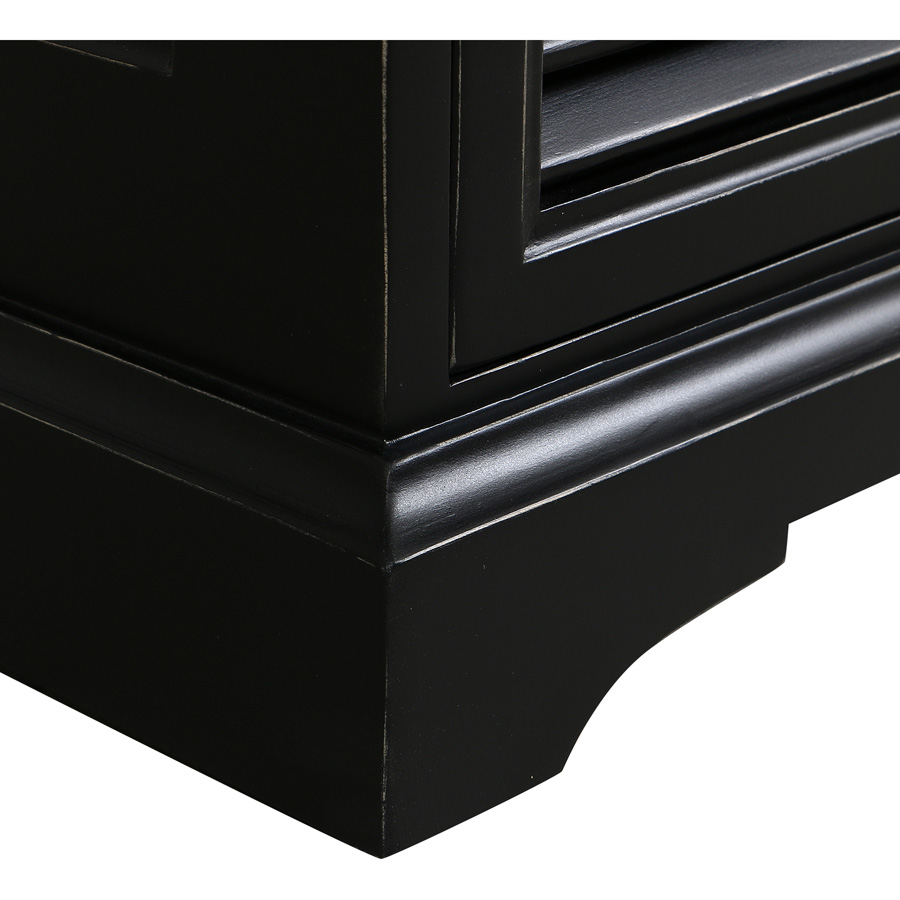 Bureau avec tiroirs bicolore noir et plateau en bois - Vénitiennes