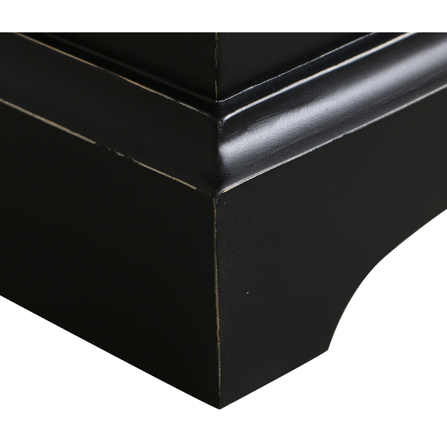 Chevet 3 tiroirs bicolore noir et plateau en bois  - Vénitiennes