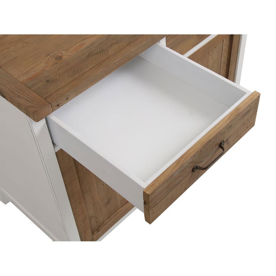 Soldes - Meuble bas de cuisine pour four et plaque en bois recyclé blanc -  Rivages - Interior's