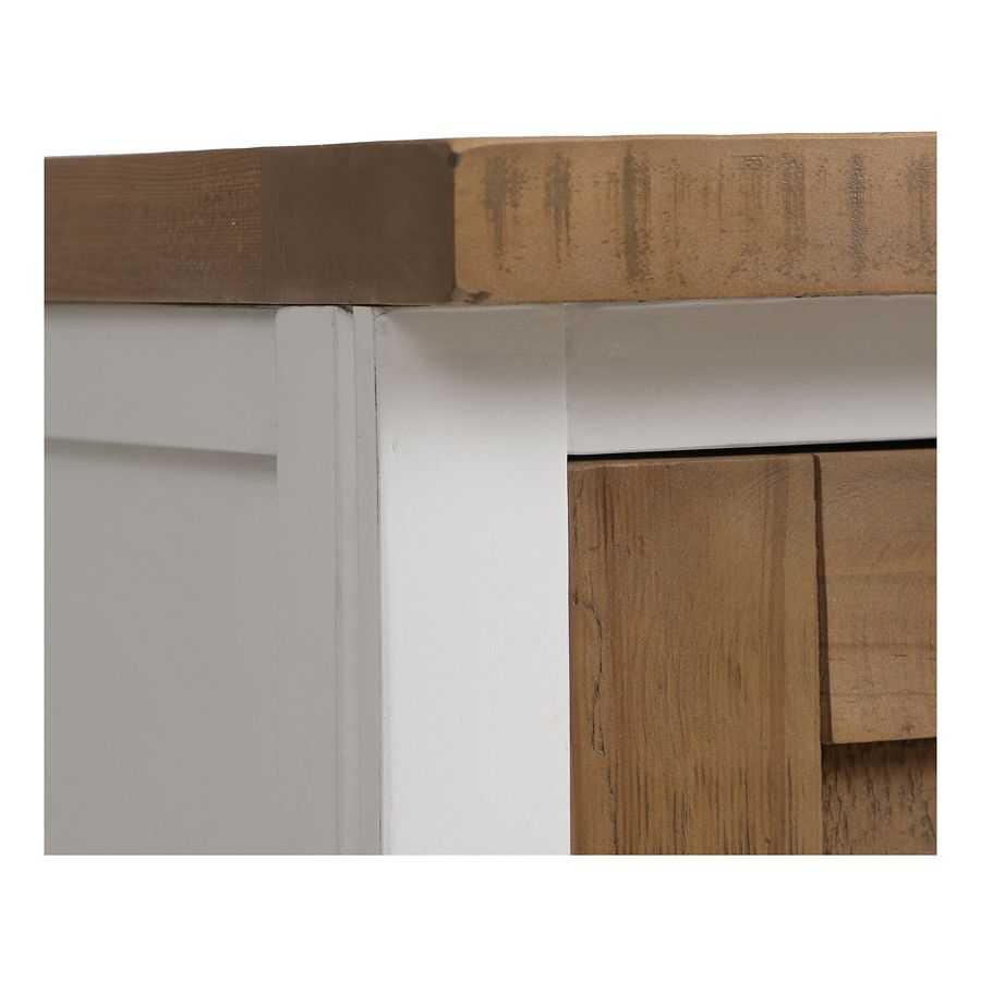Meuble de cuisine haut 2 portes en bois recyclé blanc - Rivages