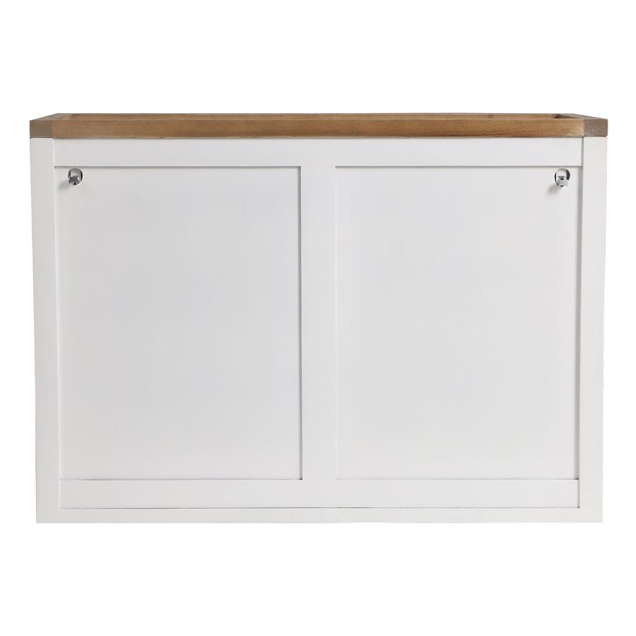 Meuble de cuisine haut 2 portes en bois recyclé blanc - Rivages