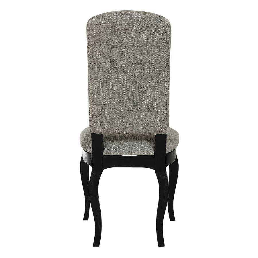Chaise en tissu gris chambray et hévéa massif noir - Romy