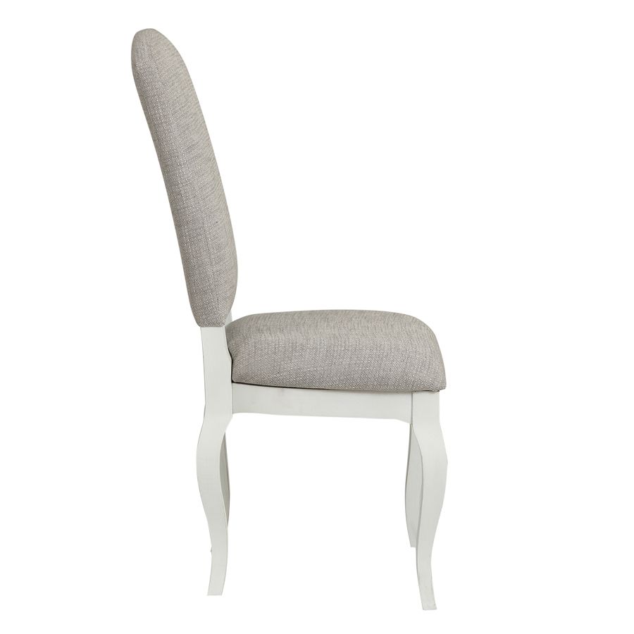 Chaise en tissu losange gris et hévéa massif - Romy