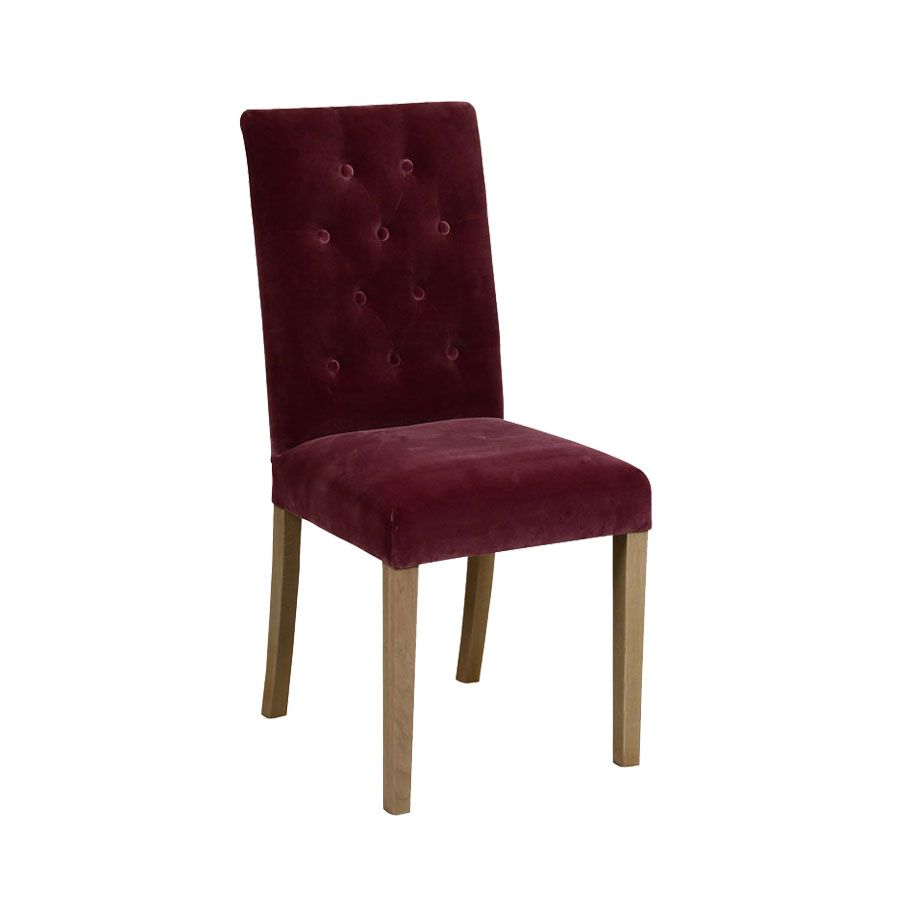 Chaise en tissu capitonné et frêne - Albane
