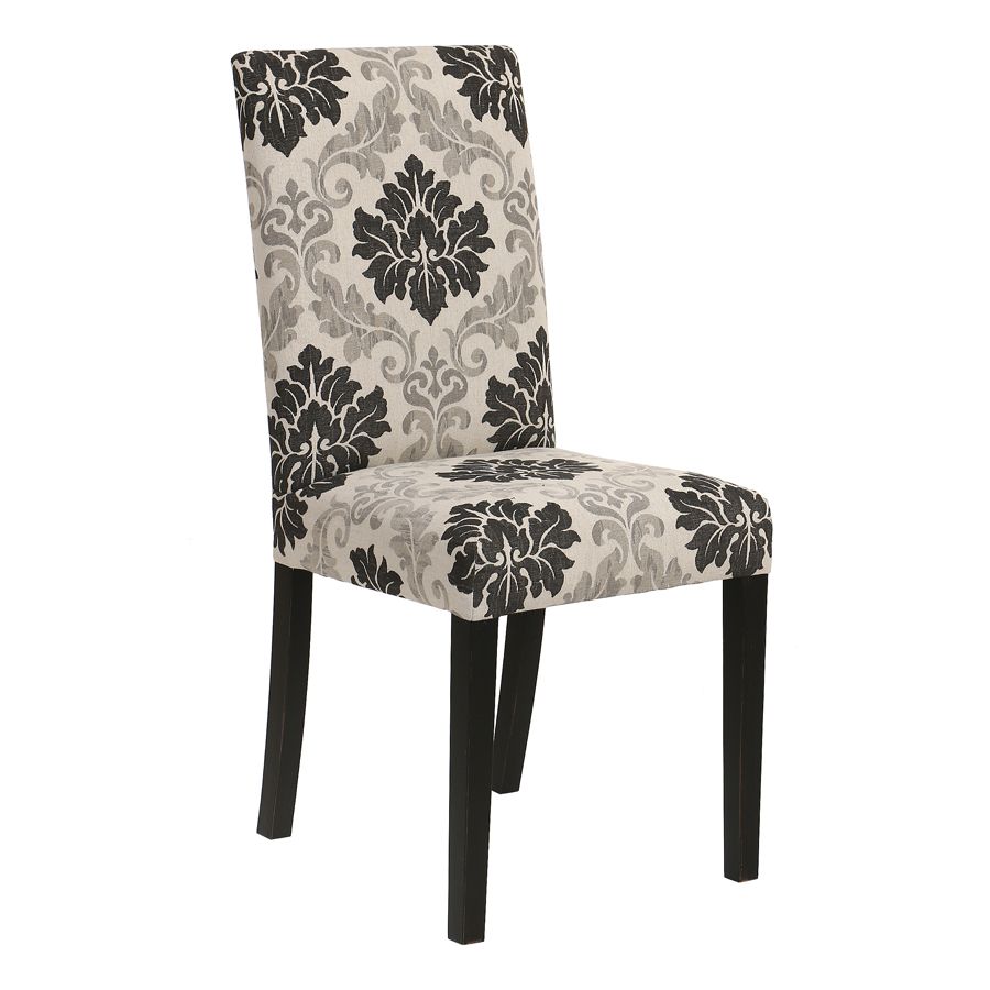 Chaise en hévéa massif et tissu arabesque - Romane