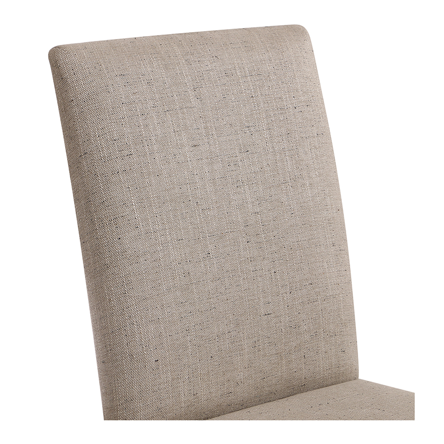 Chaise en hévéa massif et tissu mastic grisé - Romane