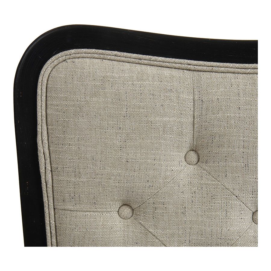 Tête de lit 140/160 cm en hévéa noir et tissu mastic grisé capitonné - Joséphine