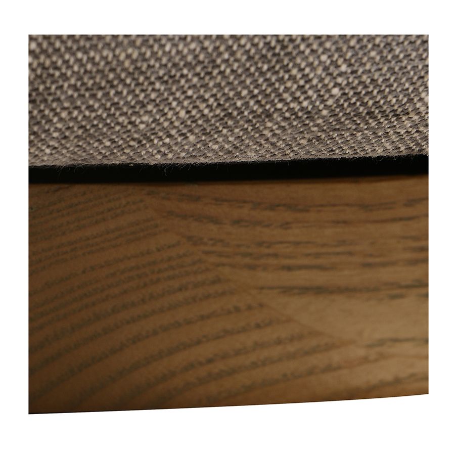 Fauteuil en tissu gris chambray avec socle pivotant en frêne massif - Basile
