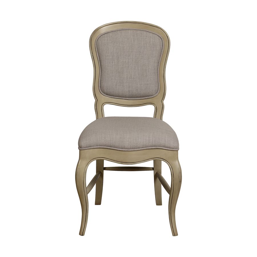 Chaise en tissu beige et hévéa massif - Éléonore
