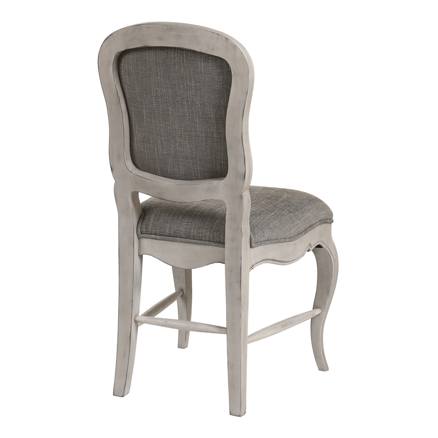 Chaise en hévéa massif et tissu gris chambray - Éléonore