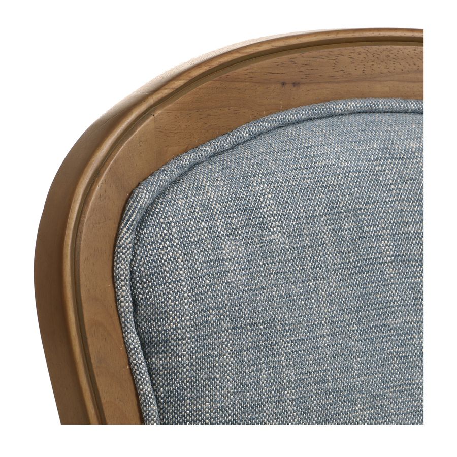 Chaise en tissu bleu chambray et frêne massif - Éléonore