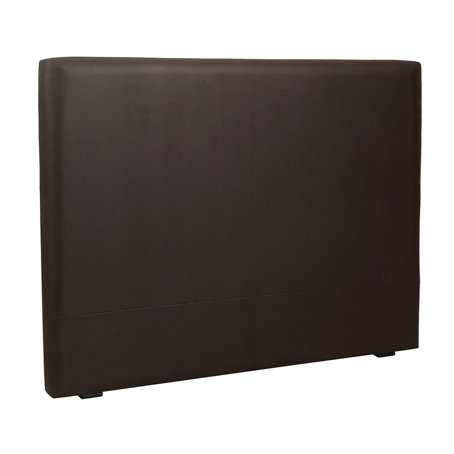 Tête de lit 140/160 cm en hévéa noir et cuir synthétique chocolat - Capucine