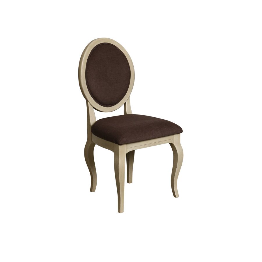 Chaise médaillon en tissu marron glacé - Hortense