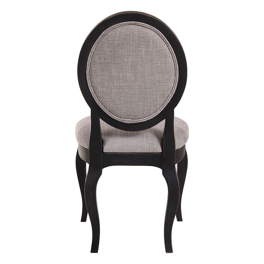 Chaise médaillon en tissu gris chambray - Hortense