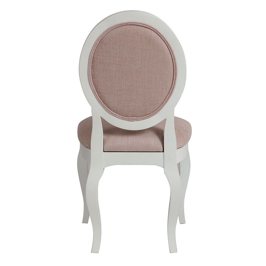 Chaise médaillon en tissu vieux rose et hévéa blanc - Hortense