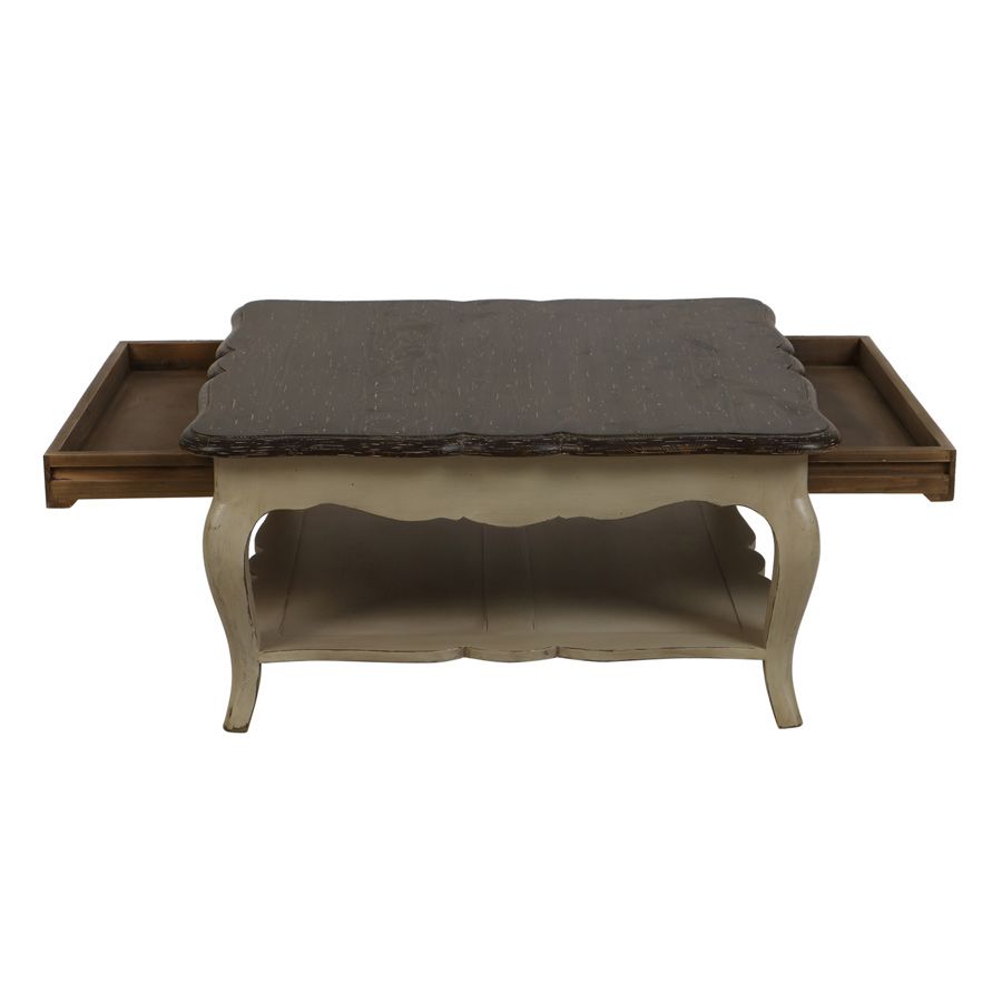 Table basse carrée en pin avec rangement - Château