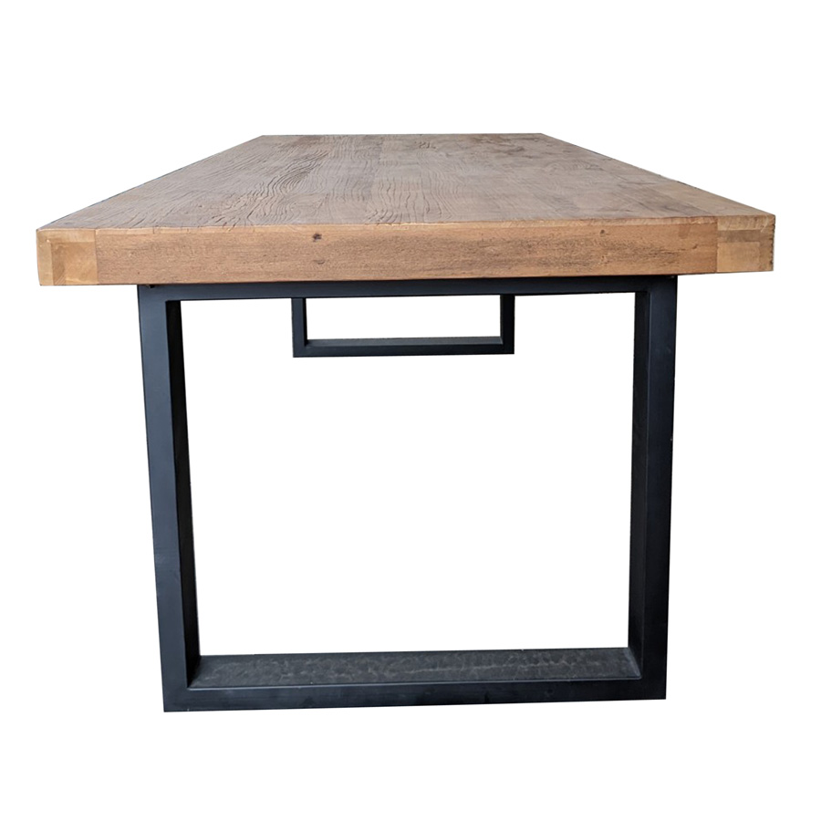 Table rectangulaire pour 10 personnes en orme recyclé et pieds en métal - Transition