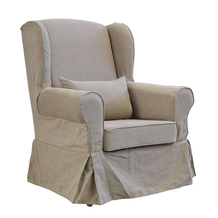 Soldes - Housse pour fauteuil en tissu beige naturel - Claridge - Interior's