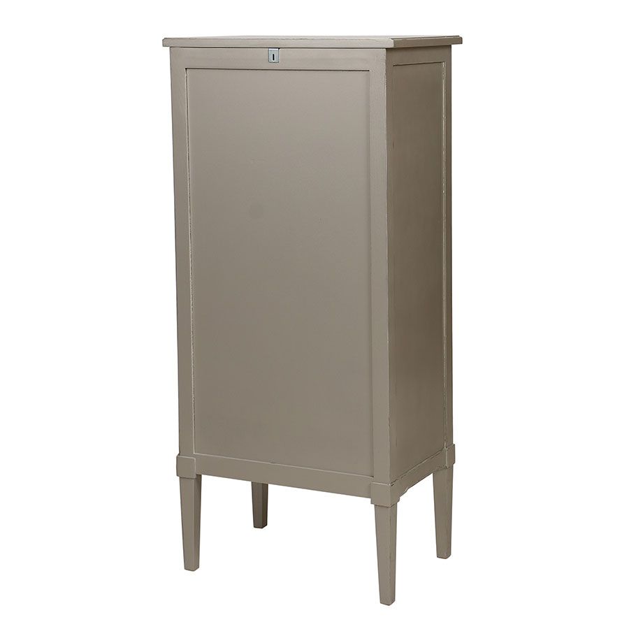Commode chiffonier gris fumé glossy 6 tiroirs