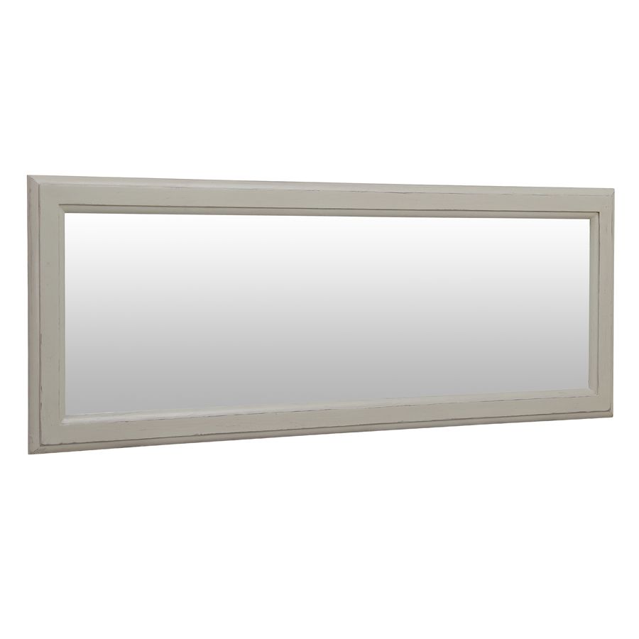 Miroir rectangulaire en bois gris perle patiné