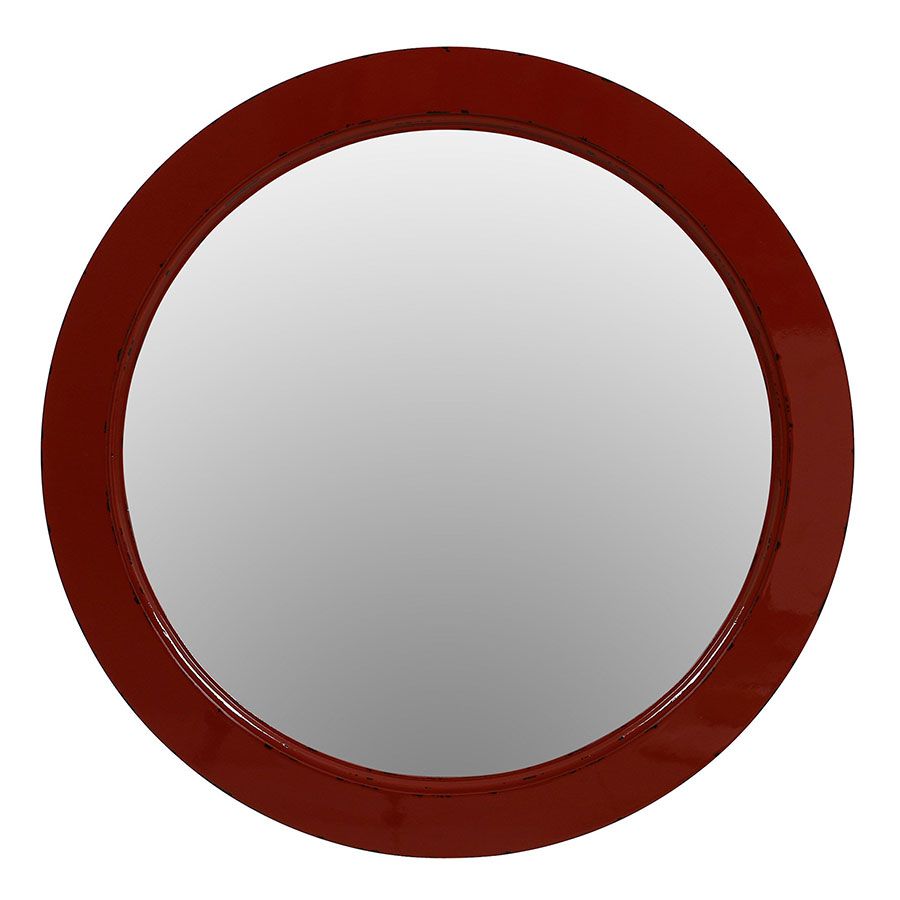 Miroir rond rouge séville en bois D75 cm