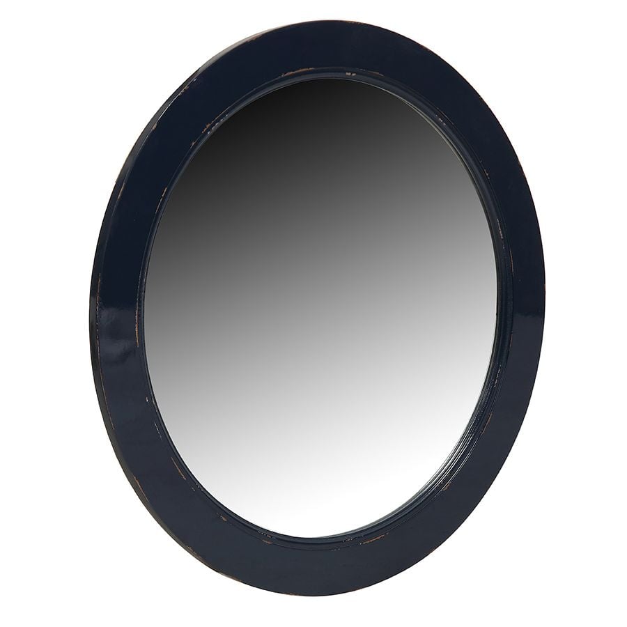 Miroir rond bleu indigo en bois D75 cm