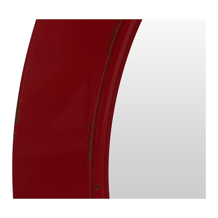 Miroir rond rouge groseille en bois d 75 cm